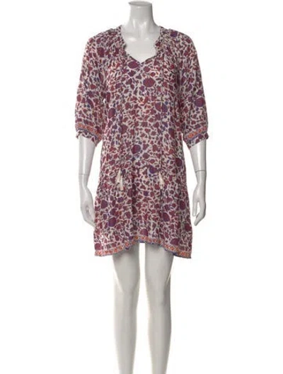 Pre-owned Natalie Martin Floral Print Mini Dress In Neutral