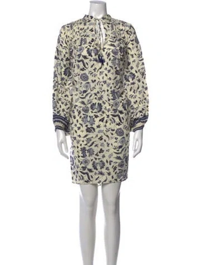 Pre-owned Natalie Martin Floral Print Mini Dress In Neutral