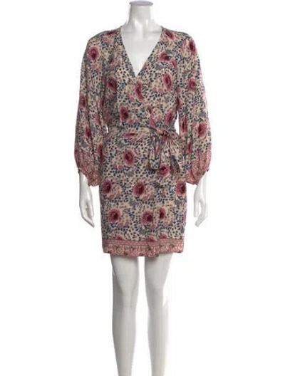 Pre-owned Natalie Martin Floral Print Mini Dress In Neutral