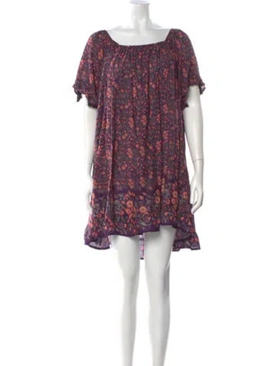 Pre-owned Natalie Martin Floral Print Mini Dress In Purple
