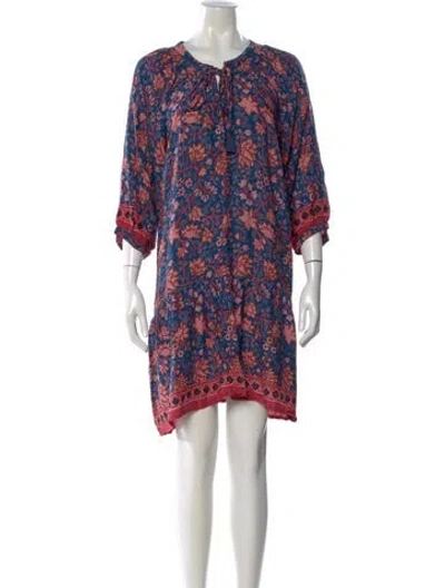 Pre-owned Natalie Martin Floral Print Mini Dress W/ Tags In Blue