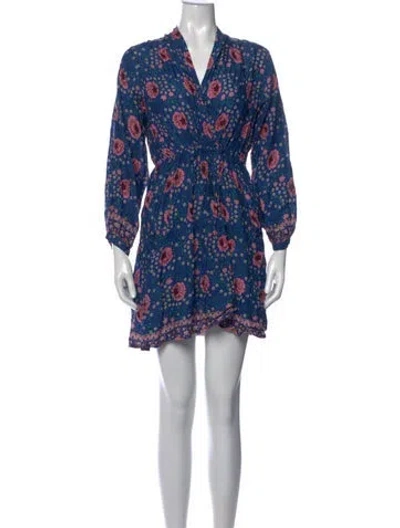 Pre-owned Natalie Martin Floral Print Mini Dress W/ Tags In Blue