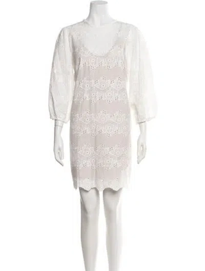 Pre-owned Natalie Martin Floral Print Mini Dress W/ Tags In White
