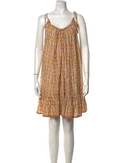 Pre-owned Natalie Martin Floral Print Mini Dress W/ Tags In Yellow