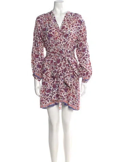 Pre-owned Natalie Martin Floral Print Mini Dress In White