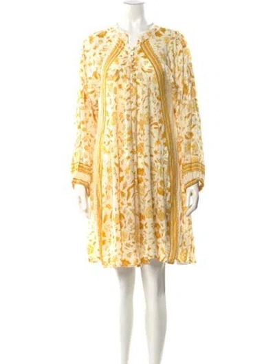 Pre-owned Natalie Martin Floral Print Mini Dress In Yellow