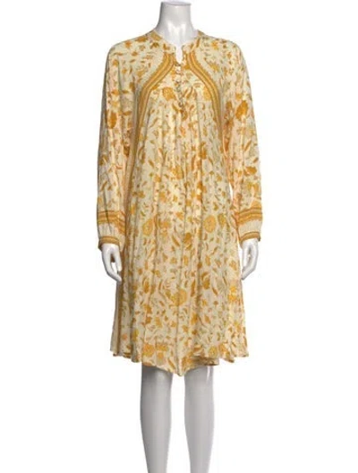 Pre-owned Natalie Martin Floral Print Mini Dress In Yellow