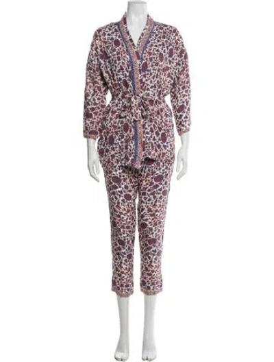 Pre-owned Natalie Martin Floral Print Pant Set In Blue