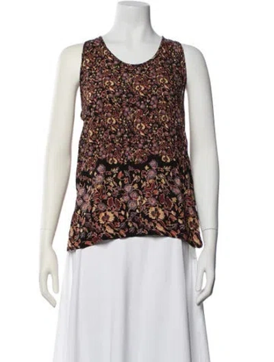 Pre-owned Natalie Martin Floral Print Scoop Neck Top In Blue