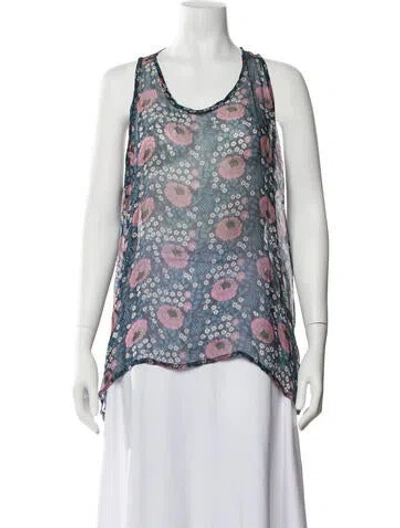 Pre-owned Natalie Martin Floral Print Scoop Neck Top In Green