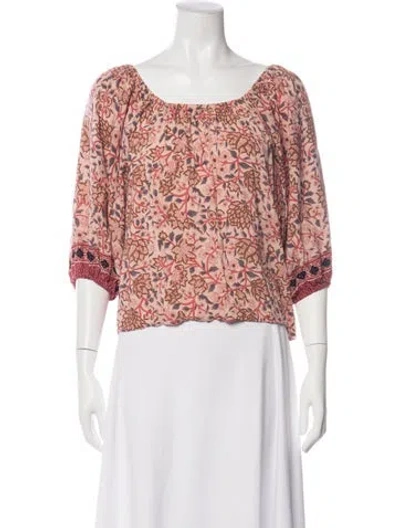 Pre-owned Natalie Martin Floral Print Scoop Neck Top In Pink