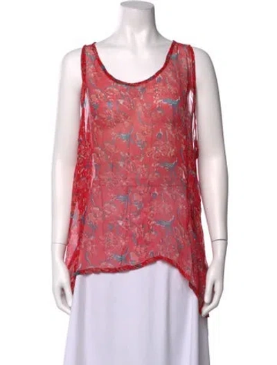 Pre-owned Natalie Martin Floral Print Scoop Neck Top In Red