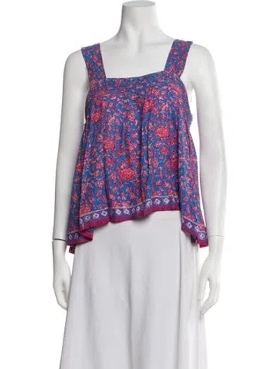 Pre-owned Natalie Martin Floral Print Square Neckline Top In Multicolor