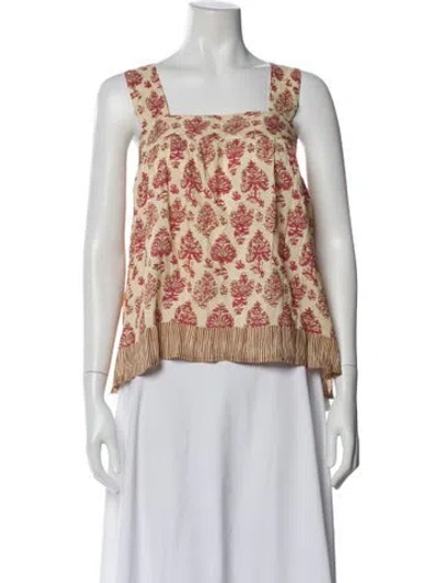 Pre-owned Natalie Martin Floral Print Square Neckline Top In Pink