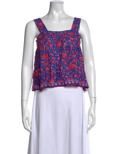 Pre-owned Natalie Martin Floral Print Square Neckline Top In Pink