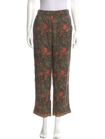 Pre-owned Natalie Martin Floral Print Straight Leg Pants In Black