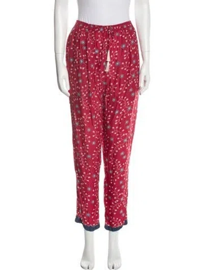 Pre-owned Natalie Martin Floral Print Straight Leg Pants W/ Tags In Red