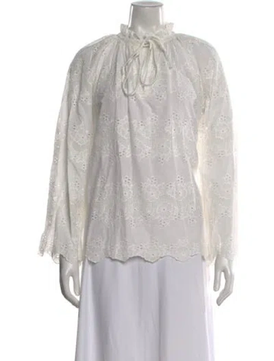 Pre-owned Natalie Martin Floral Print Tie Neck Blouse W/ Tags In Gray
