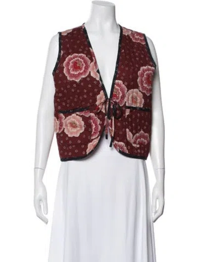 Pre-owned Natalie Martin Floral Print Vest In Red