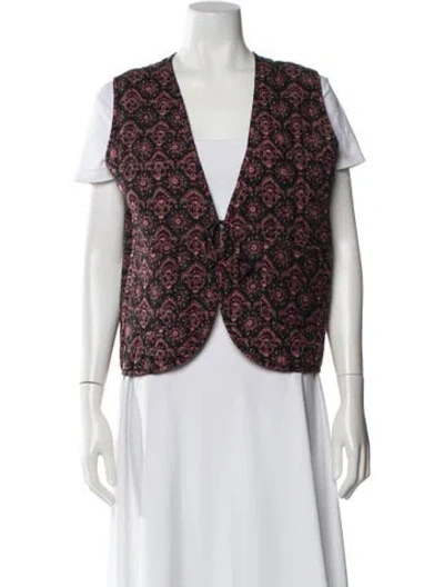 Pre-owned Natalie Martin Floral Print Vest W/ Tags In Black/pink