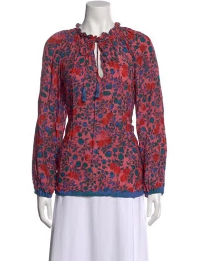 Pre-owned Natalie Martin Floral Print V-neck Blouse In Multi