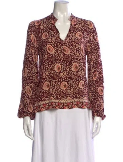 Pre-owned Natalie Martin Floral Print V-neck Blouse In Multicolor