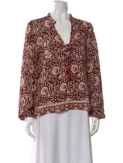Pre-owned Natalie Martin Floral Print V-neck Blouse In Multicolor
