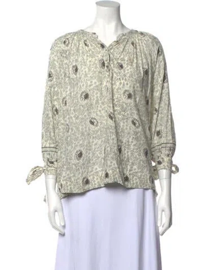 Pre-owned Natalie Martin Floral Print V-neck Blouse In Neutral