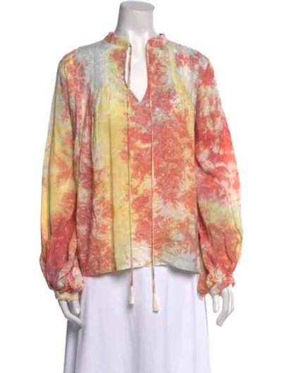 Pre-owned Natalie Martin Floral Print V-neck Blouse In Pink