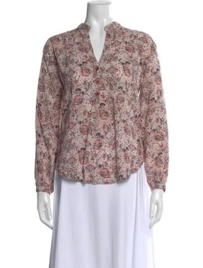 Pre-owned Natalie Martin Floral Print V-neck Blouse In Pink