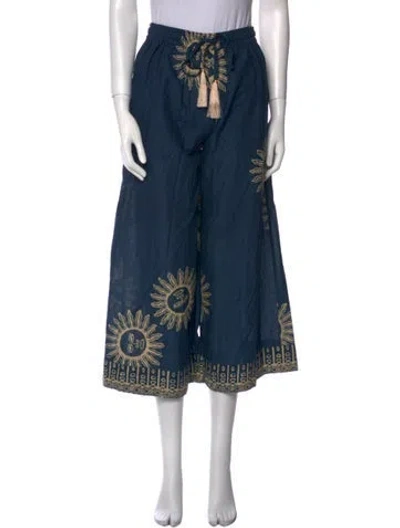 Pre-owned Natalie Martin Floral Print Wide Leg Pants In Blue
