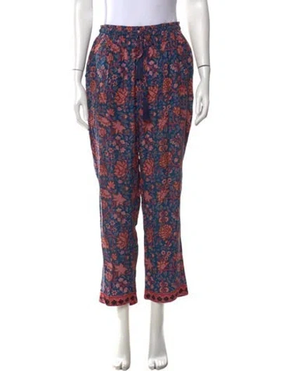Pre-owned Natalie Martin Floral Print Wide Leg Pants In Blue