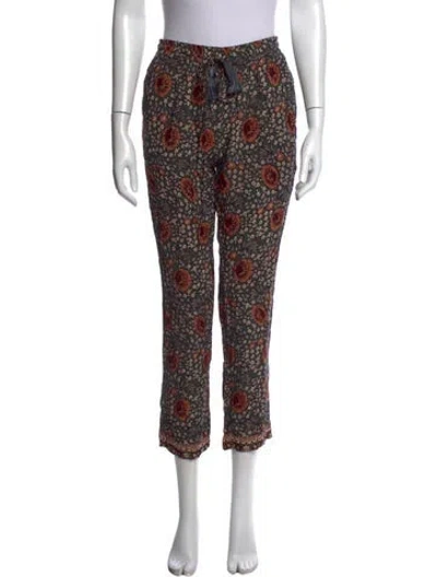 Pre-owned Natalie Martin Floral Print Wide Leg Pants In Green