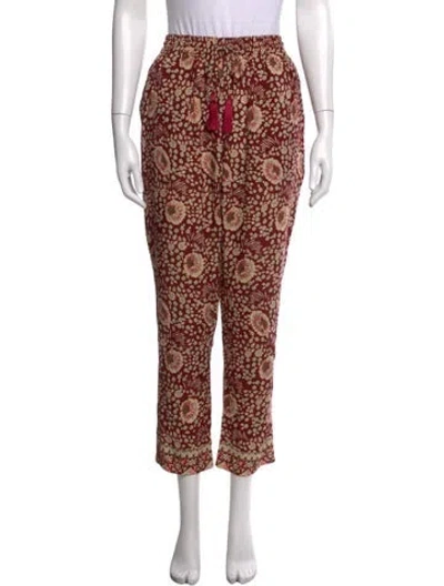 Pre-owned Natalie Martin Floral Print Wide Leg Pants In Red