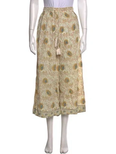 Pre-owned Natalie Martin Floral Print Wide Leg Pants In Yellow