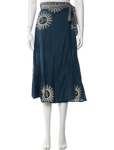 Pre-owned Natalie Martin Graphic Print Midi Length Skirt In Blue