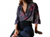Natalie Martin Iris Buttons Down Top In Peacock Ink In Multi