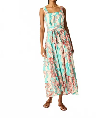 Natalie Martin Jasmine Maxi Dress In Coral Wave Turquoise In Blue