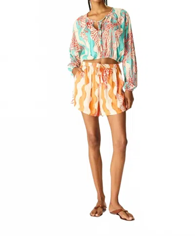 Natalie Martin Jasper Rayon Print Short In Coral Wave Honey In Multi