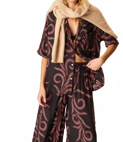 Natalie Martin Kevin Button Front Shirt In Black In Multi