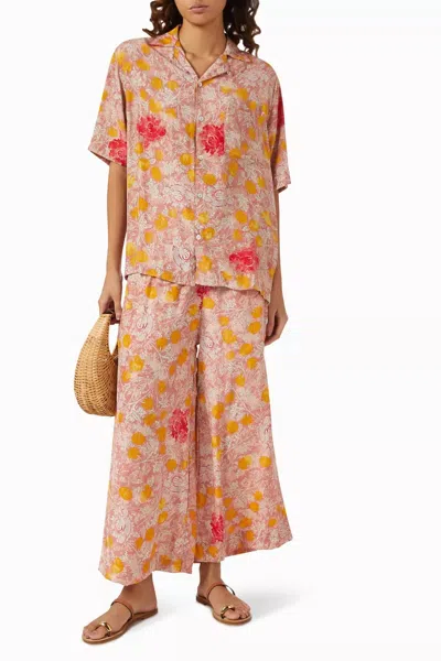 Natalie Martin Kevin Classic Short-sleeve Button-down Shirt In Lehua Print Sunset In Multi