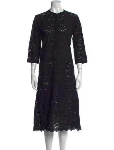 Pre-owned Natalie Martin Lace Pattern Midi Length Dress In Black