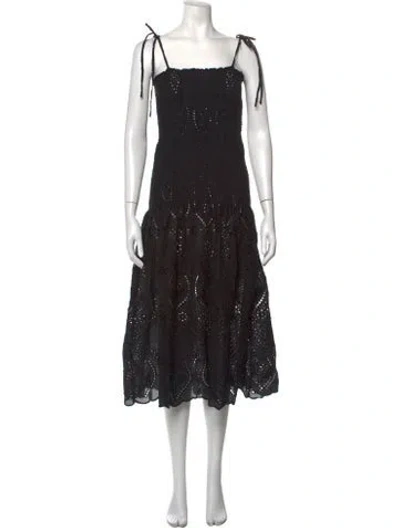 Pre-owned Natalie Martin Lace Pattern Midi Length Dress W/ Tags In Black