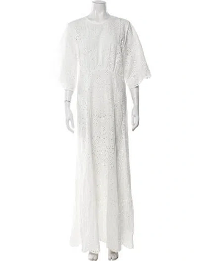 Pre-owned Natalie Martin Lace Pattern Midi Length Dress In White
