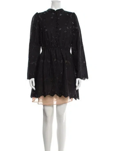 Pre-owned Natalie Martin Lace Pattern Mini Dress In Black