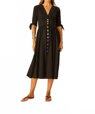 Natalie Martin Layla Midi Dress In Black Flat Cotton In Multi