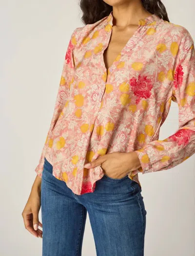 Natalie Martin Leslie Top In Lehua Print Sunset In Orange