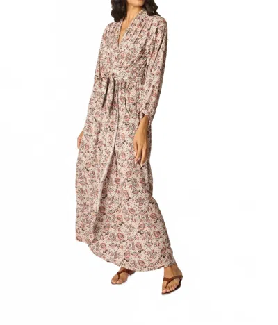 Natalie Martin Nico Long Sleeve Maxi Dress In Heirloom Rose In Brown