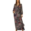 Natalie Martin Nico Long Sleeve Maxi Dress In Peacock Ink In Brown