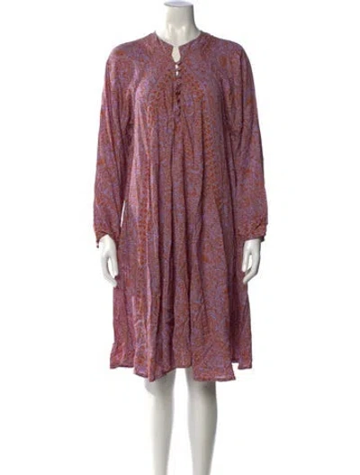 Pre-owned Natalie Martin Paisley Print Knee-length Dress W/ Tags In Purple